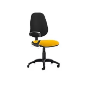 Image of Dynamic Permanent Contact Backrest Task Operator Chair Loop Arms Eclipse II Black Back, Senna Yellow Seat Without Headrest High Back
