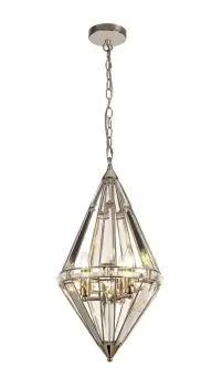 Image of Diamond Ceiling Pendant, 3 Light E27, Polished Nickel