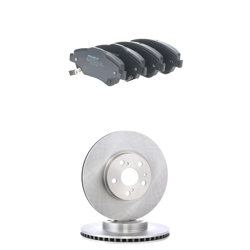 Image of RIDEX 3405B2983 Brake disc and pads set Front Axle, Brake Disc Type: internally vented, with acoustic wear warning Brake Set,disc brakes (3405)