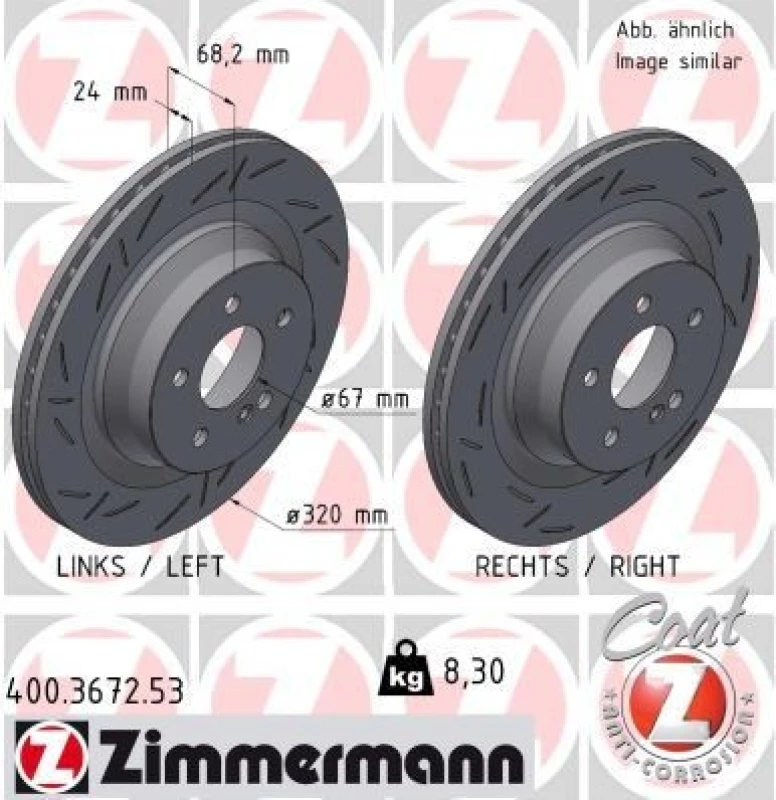Image of ZIMMERMANN Brake disc ZIMMERMANN 400.3672.53