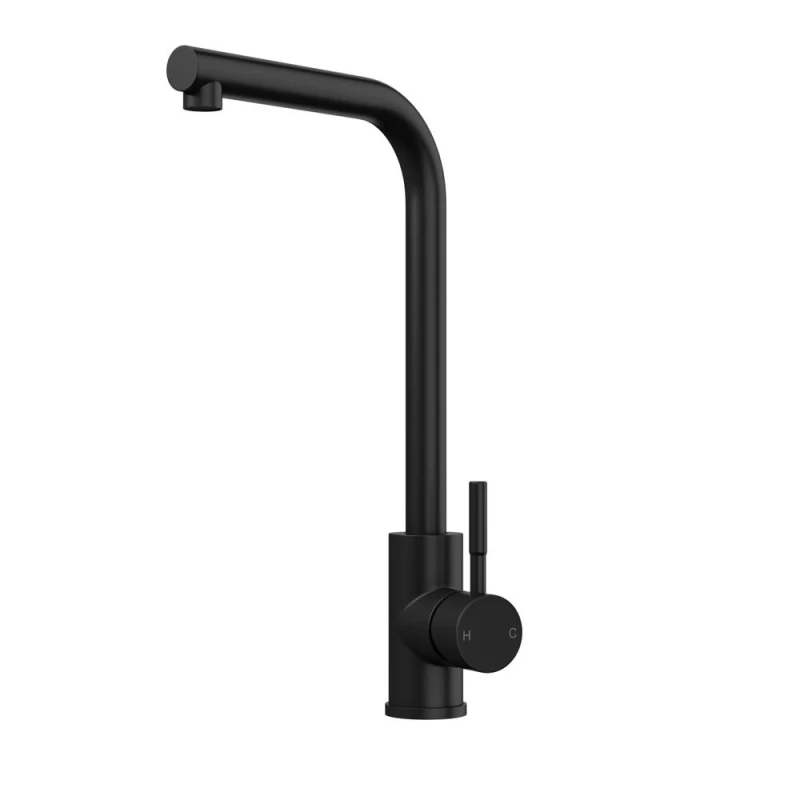 Image of Balterley L-Neck Kitchen Sink Mixer Tap - Top Fix Installation, Black Finish Black Unisex