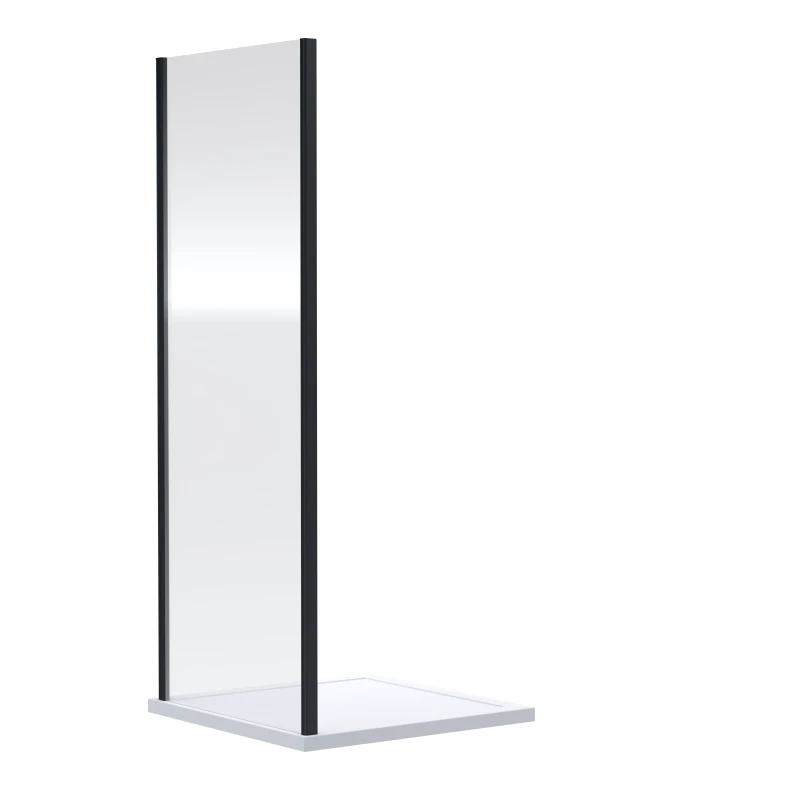Image of Balterley Ruwa 6mm Toughened Safety Glass Side Panel 1900 x 700mm Matt Black Black
