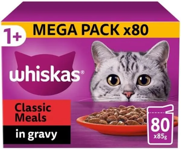 Whiskas 1+ Mixed Poultry in Gravy Cat Food 80 x 85g