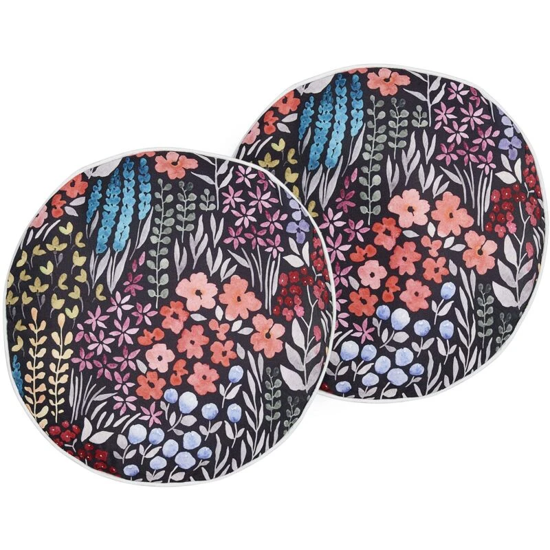 Image of Beliani Set Of 2 Outdoor Cushions Castelaro Floral Pattern 40 X 40 Cm Multicolour
