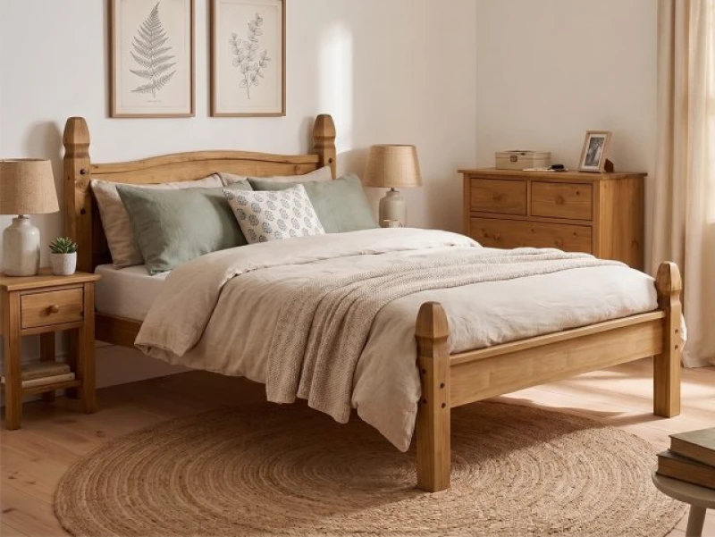 Image of Birlea Corona Waxed Pine Wooden Bed Frame Low Footend - 5ft King Size