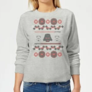 image of Star Wars Empire Knit Womens Christmas Sweatshirt - Grey - 3XL