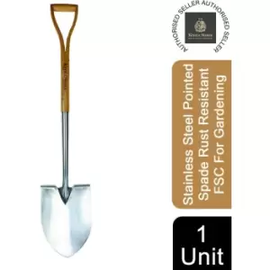 Kent & Stowe Stainless Steel Pointed Spade Rust Resistant FSC For Gardening