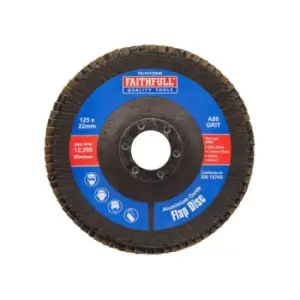 Image of Faithfull Aluminium Oxide Flap Disc 125 X 22mm 80 Grit