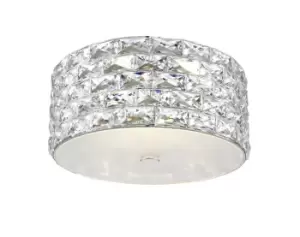 image of Aruba 4 Light LED Flush Ceiling Light Chrome Crystal Ceiling Light