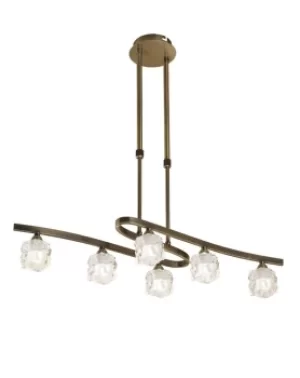 image of Ice Telescopic Semi Flush Convertible 6 Light G9 ECO, Antique Brass