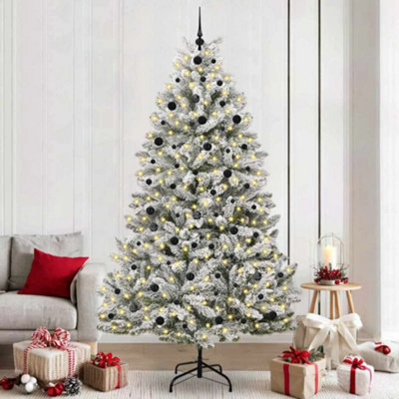 Image of Vidaxl Artificial Christmas Tree Green And White 240 Cm Pvc And Metal