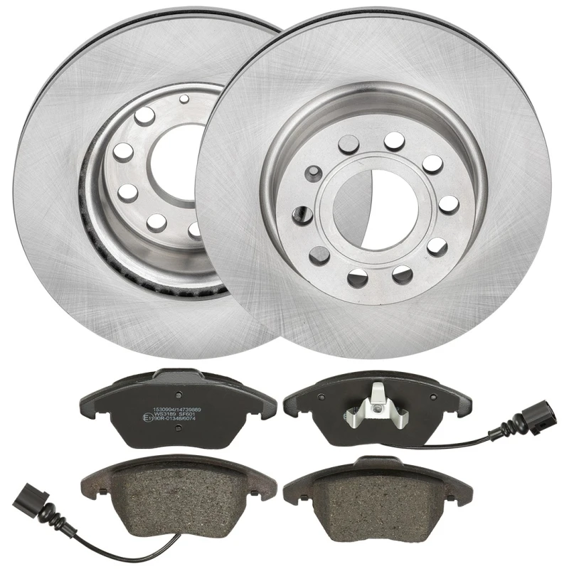 Image of RIDEX 3405B1792 Brake disc and pads set Front Axle, Brake Disc Type: internally vented, with integrated wear warning contact, with anti-squeak plate