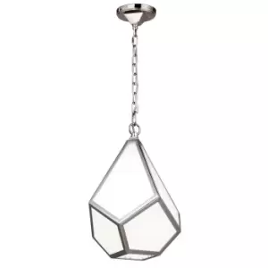 Image of Ceiling Pendant Light Opal White Acrylic Panels Polished Nickel LED E27 60W