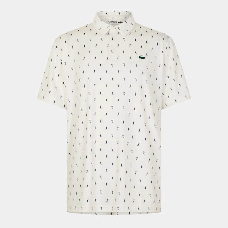 Image of Lacoste Mens Short-Sleeve Performance Polo Shirt Flour/Navy male L