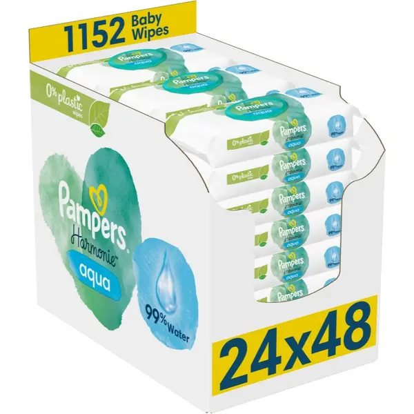 image of Pampers Harmonie Aqua 24x48 Baby Wipes