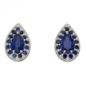 image of Teardrop Sapphire White Gold Stud Earrings GE2378L