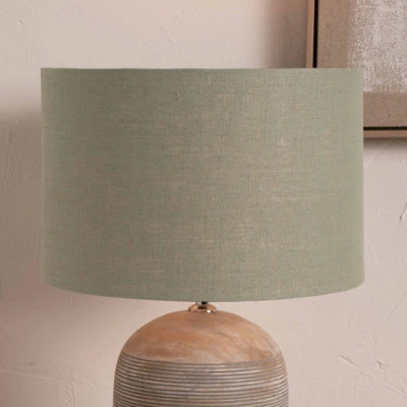 Image of Pacific Lifestyle 30Cm Cylinder Sage Green Linen Drum Table Lampshade