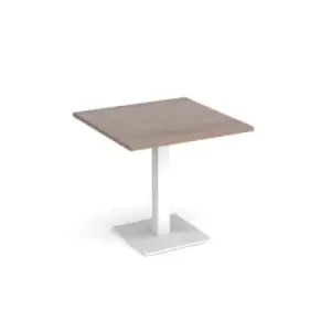 Image of Brescia square dining table with flat square white base 800mm - barcelona walnut