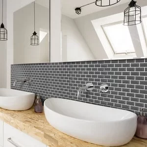 image of House of Mosaics Mini Metro Grey Self Adhesive Mosaic Tile