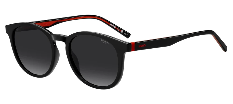 Image of Hugo Boss Man Hugo Boss HG 1357/S 807/9O Sunglasses Acetate Black Grey Squared Normal Shaded Black Sunglasses Man Acetate