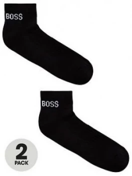 image of Hugo Boss 2 Pack Logo Ankle Socks Black Size 39-42