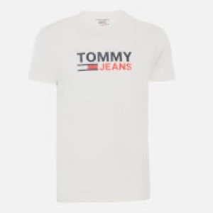 Image of Tommy Jeans Mens Corporate Logo T-Shirt - White - L