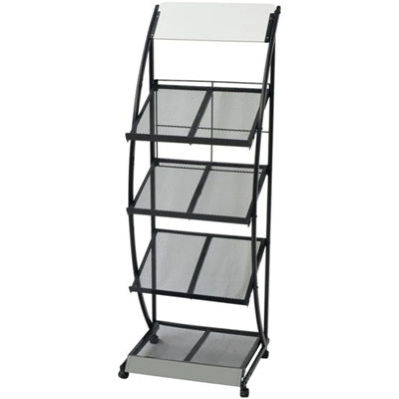 Image of vidaXL Magazine Rack 47x40x134cm Black and White A4 Newspaper Organiser Stand