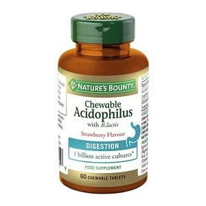 Image of Natureamp39s Bounty Chewable Acidophilus Strawberry Flavour with B.lactis 60 Chewable tablets