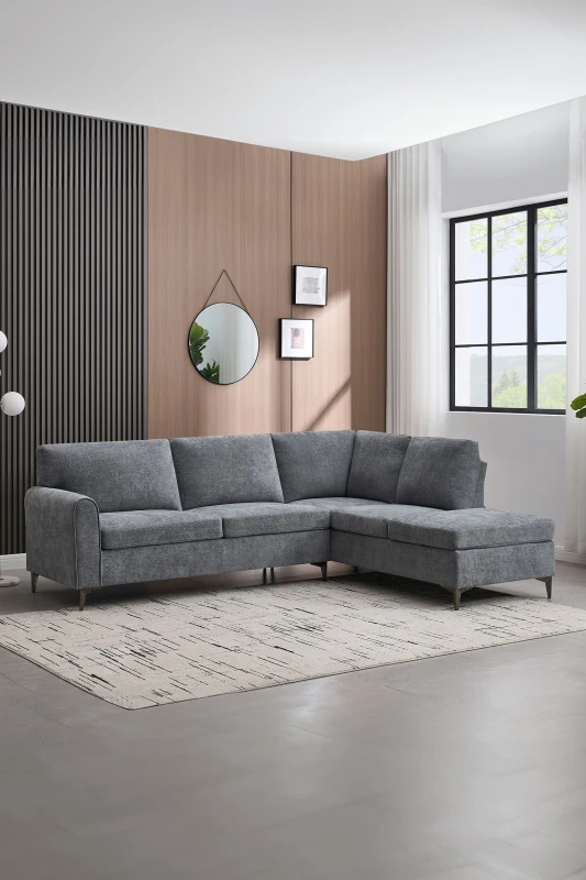 Image of More4Homes Roma 4 Seater Fabric Corner Sofa Charcoal