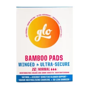 Image of Glo Bamboo Pads for Sensitive Bladder, Normal w/ Wings 12 pads