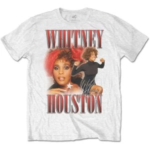 image of Whitney Houston - 90s Homage Unisex Large T-Shirt - White