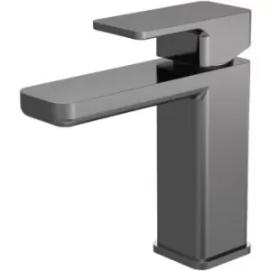 image of Windon Brushed Gunmetal Mono Basin Mixer Tap with Push Button Waste - WIN705 - Brushed Gun Metal - Nuie