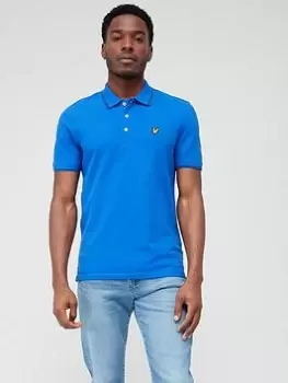 Image of Lyle & Scott Tipped Polo Shirt - Cobalt Navy, Cobalt/Navy, Size S, Men