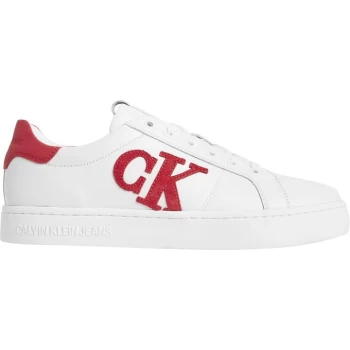 Image of Calvin Klein Jeans Applique Logo Trainers - White/Red