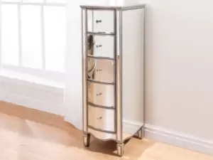 Image of Birlea Elysee 5 Drawer Narrow Mirrored Chest of Drawers Assembled