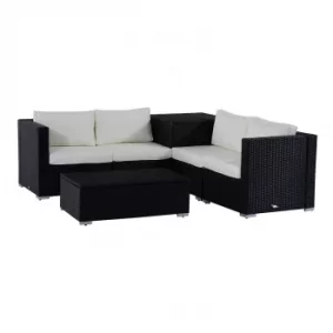 image of Outsunny 6 PCs Rattan Sofa Set W/Cushions-Black/Beige