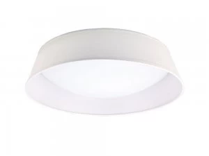 Image of Flush Ceiling LED Cylindrical 60cm Off White 3000K, 3000lm, White Acrylic with Ivory White Shade
