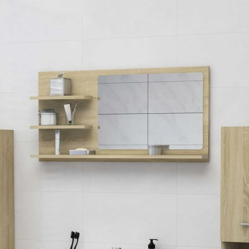 Image of VIDAXL Bathroom Mirror Sonoma Oak 90x10.5x45cm Engineered Wood Vidaxl 8720286222034