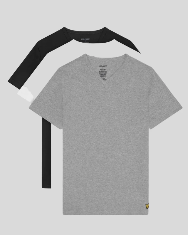 Image of Lyle & Scott Mens 3 Pack Lounge V-Neck T-Shirts in Black
