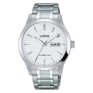 image of Lorus RXN25DX9 Mens Stainless Steel Dress Watch with White Dial