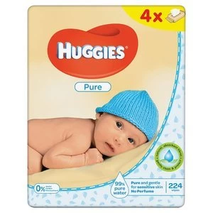 image of Huggies Baby Wipes Pure Quads 56x 4