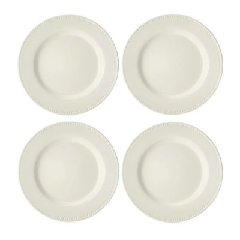 Image of Mikasa Cranbourne Set of 4 White Stoneware Dinner Plates