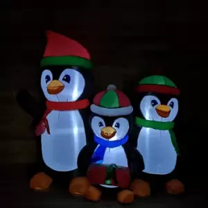 image of 1.5m Inflatable LED Lit Penguin Family Indoor Outdoor Christmas Decoration with 12 Warm White LEDs