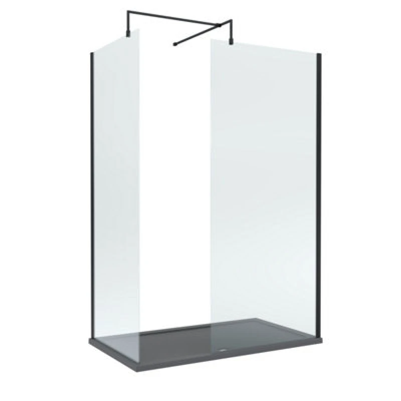 Image of Balterley 8mm Glass Wetroom Screens Black & Slate Grey Tray 1400 x 900mm Black Unisex