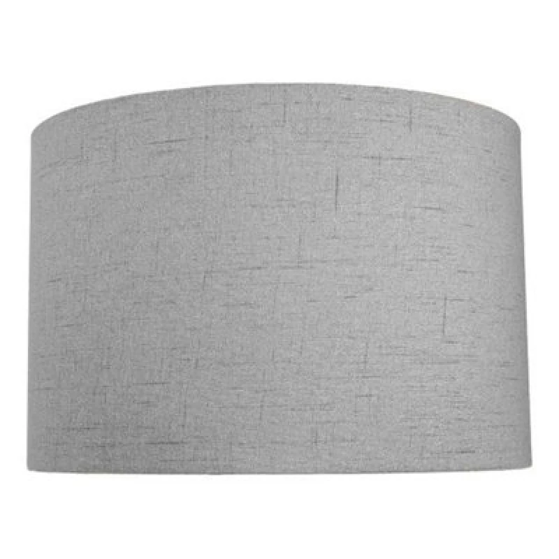 Image of Happy Homewares Contemporary And Sleek Grey Textured Linen Fabric Drum Lamp Shade 60W Maximum
