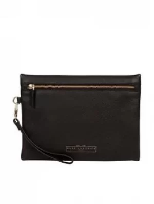 image of Pure Luxuries London Black 'Chalfont' Leather Clutch Bag