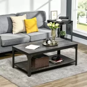 Image of Homcom Rustic Coffee Table 2-tier Centre Table W/ Storage And Steel Frame