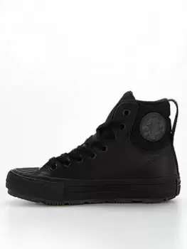 image of Converse Kid's Chuck Taylor All Star Berkshire Boot Leather High Top - Black, Size 4