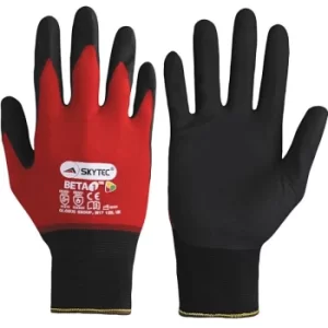 image of Skytec Nitrile Coated Gloves, Mechanical Hazard, Black/Red, Size 8