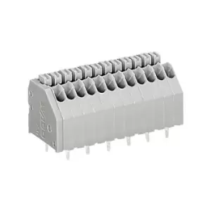 Image of Wago 250-405 5 Pole 2.5mm 4A 45° Push Button PCB Terminal Block Grey